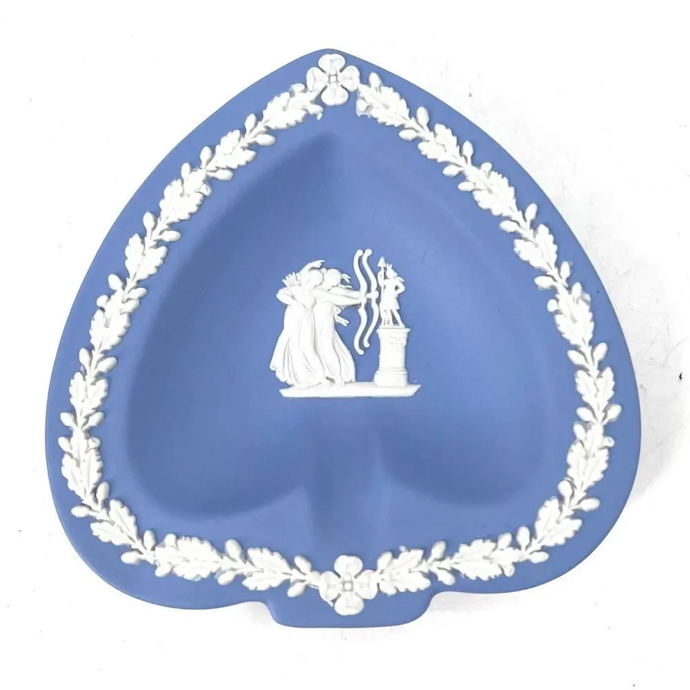 7 Pc Vintage Blue Wedgwood Jasperware Trinket Dishes Astray Plates Cup